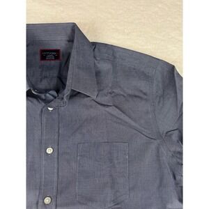 UNTUCKit Mens Large Wrinkle Free Cotton Button‎ Down Shirt Blue
